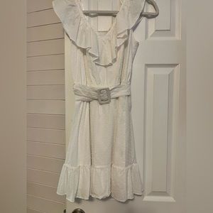 White dress with dot embroidery